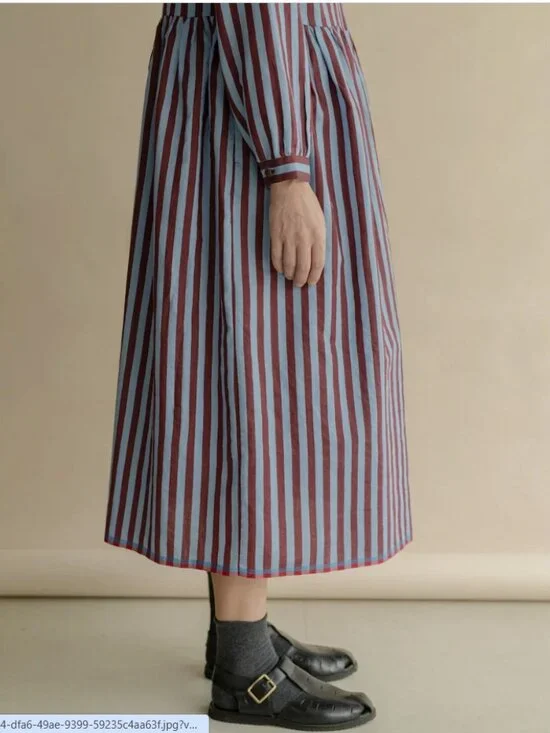 Runaway Bicycle Button-Down, Striped Dress with Pockets - Picture 2 of 4